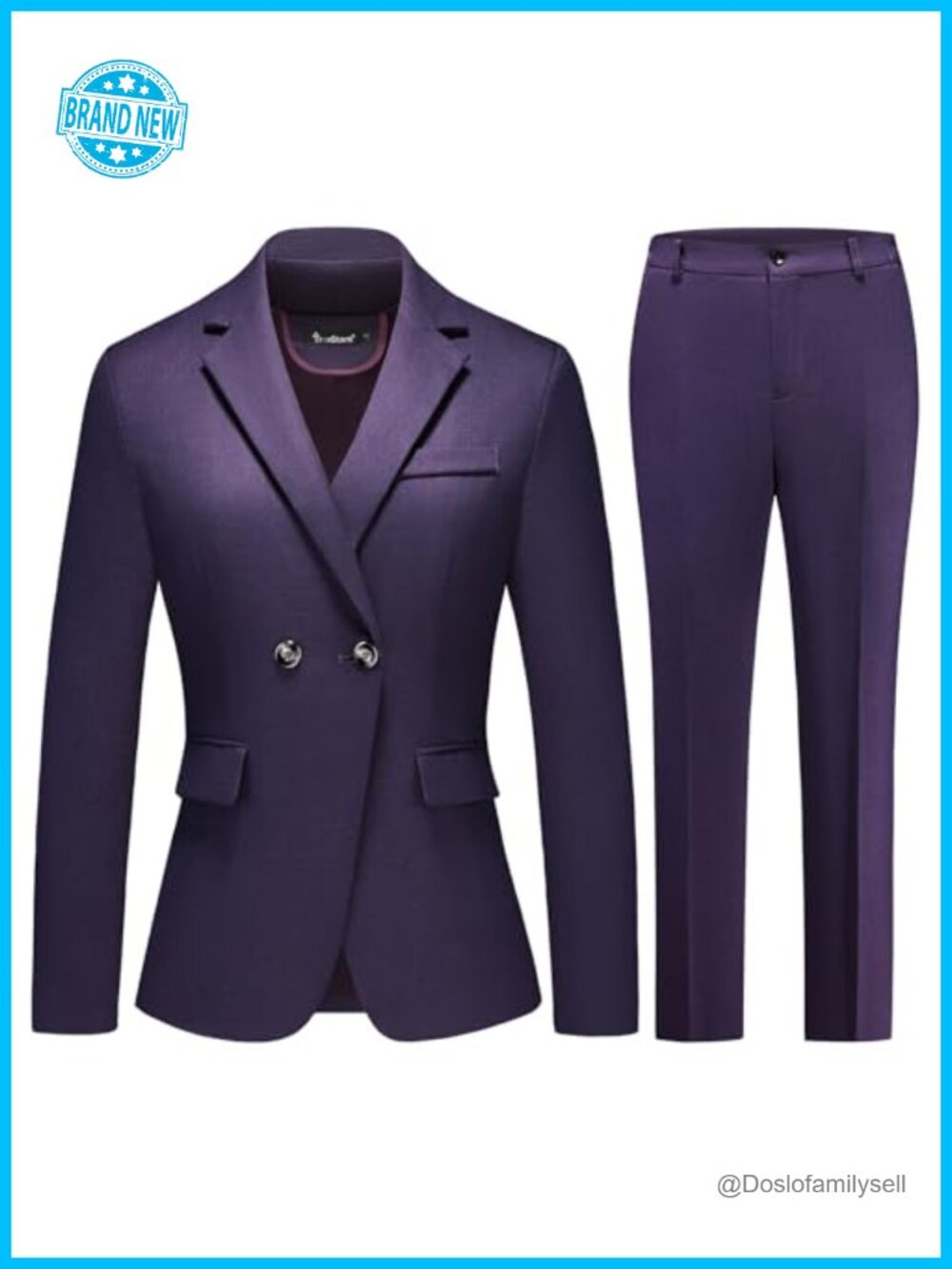 Women's 2 Piece Pants Suit Set Plaid Blazer Work Outfit